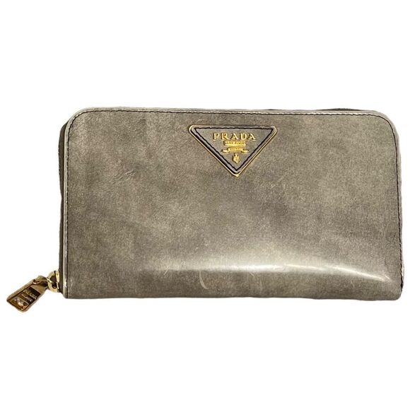 Prada Continental Zip Around Wallet Gray Authentic - Picture 1 of 13